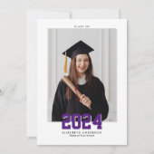 Einfache Elegant Class 2024 Abschluss Foto Ankündigung (Vorderseite)