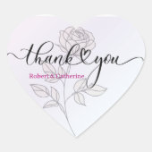 Einfache Elegant Classic Floral Wedding Vielen Dan Herz-Aufkleber (Vorderseite)