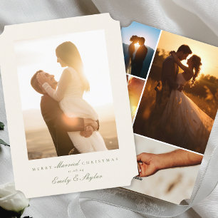 Einfache Elegant Collage Frohe Verheiratete Weihna Feiertagskarte