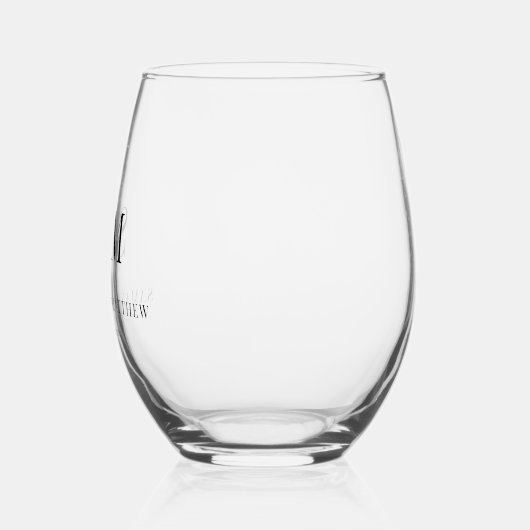 Einfache Elegant Couple Monogram Wedding Weinglas Ohne Stiel (Links)