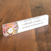 Einfache Elegant Daisy Custom Beruflich Floral Namensplakette (Seite)