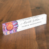 Einfache Elegant Daisy Custom Beruflich Floral Namensplakette (Seite)