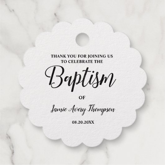 Einfache Elegant Danke, Baby Girl Taufe Geschenkanhänger (Rückseite)