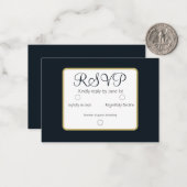 Einfache Elegant Dark Blue UAWG Wedding Mitteilungskarte (Vorderseite/Rückseite Beispiel)