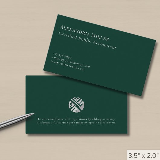 Einfache Elegant Dark Green Visitenkarte