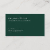 Einfache Elegant Dark Green Visitenkarte (Vorderseite)