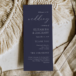Einfache Elegant Dark Navy Blue Wedding Programm