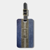 Einfache Elegant Denim Traveler Monogramm Name Gepäckanhänger (Vorderseite vertikal)