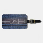 Einfache Elegant Denim Traveler Monogramm Name Gepäckanhänger (Vorderseite horizontal)