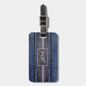 Einfache Elegant Denim Traveler Monogramm Name Gepäckanhänger (Vorderseite vertikal)