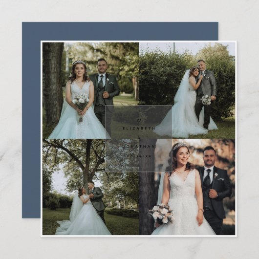 Einfache Elegant Dusty Blue Ampersand Foto Hochzei Save The Date (Vorne/Hinten)