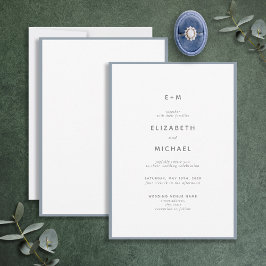 Einfache Elegant Dusty Blue Monogram Wedding Einladung