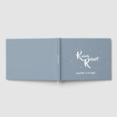 Einfache Elegant Dusty Blue und White Wedding Gästebuch (Voll)