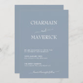 Einfache Elegant Dusty Blue Wedding Einladung (Vorne/Hinten)
