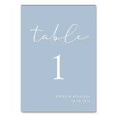 Einfache Elegant Dusty Blue Wedding Tischnummer (Rückseite)