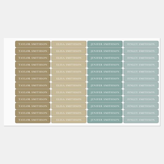 Einfache Elegant Earthy Minimal Ihren Namen Schule Etiketten (Blatt)