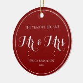 Einfache Elegant Erste Weihnacht Verheiratet Mr. u Keramik Ornament (Links)
