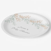 Einfache Elegant Eucalyptus Baby-Dusche Pappteller (Schrägansicht)