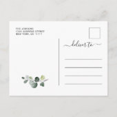 Einfache Elegant Eucalyptus Graduation Party Ankündigungspostkarte (Rückseite)