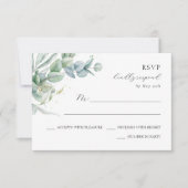 Einfache Elegant Eukalyptus Greenerity Wedding RSVP Karte (Vorderseite)