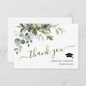 Einfache Elegant Eukalyptus Grüne Abschluss Dankeskarte (Vorne/Hinten)