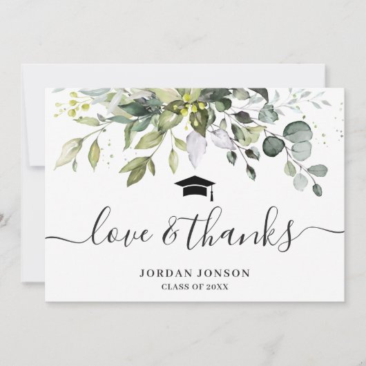 Einfache Elegant Eukalyptus Grüne Abschluss Dankeskarte (Vorderseite)