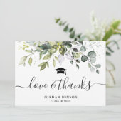 Einfache Elegant Eukalyptus Grüne Abschluss Dankeskarte (Stehend Vorderseite)