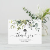 Einfache Elegant Eukalyptus Grüne Abschluss Tha Dankeskarte (Stehend Vorderseite)