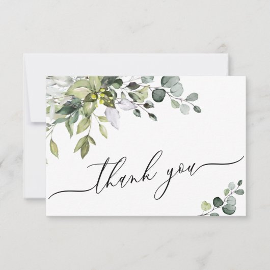 Einfache Elegant Eukalyptus Watercolor Grüne Dankeskarte (Vorderseite)
