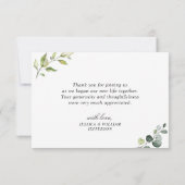 Einfache Elegant Eukalyptus Watercolor Grüne Dankeskarte (Rückseite)