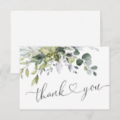 Einfache Elegant Eukalyptus Watercolor Grüne Dankeskarte (Vorne/Hinten)