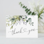 Einfache Elegant Eukalyptus Watercolor Grüne Dankeskarte (Stehend Vorderseite)