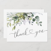 Einfache Elegant Eukalyptus Watercolor Grüne Dankeskarte (Vorne/Hinten)