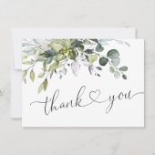 Einfache Elegant Eukalyptus Watercolor Grüne Dankeskarte (Vorderseite)