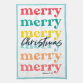 Einfache Elegant farbenfroh Blauer Frohe Weihnacht Geschirrtuch (Vertikal)