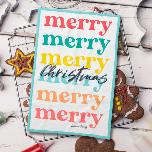 Einfache Elegant farbenfroh Blauer Frohe Weihnacht Geschirrtuch