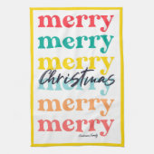 Einfache Elegant farbenfroh Gelb Frohe Weihnachten Geschirrtuch (Vertikal)