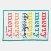 Einfache Elegant farbenfrohe Grün frohe Weihnachte Geschirrtuch (Horizontal)