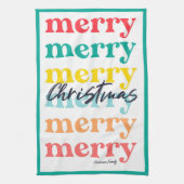 Einfache Elegant farbenfrohe Grün frohe Weihnachte Geschirrtuch (Vertikal)