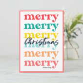 Einfache Elegant farbenfrohe Rot Frohe Weihnachten (Stehend Vorderseite)