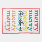 Einfache Elegant farbenfrohe Rot Frohe Weihnachten Geschirrtuch (Horizontal)