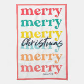 Einfache Elegant farbenfrohe Rot Frohe Weihnachten Geschirrtuch (Vertikal)