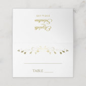 Einfache Elegant Filigree Gold & White Wedding Platzkarte (Außenseite Aufgefaltet)