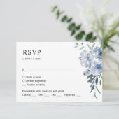 Einfache Elegant Floral Dusty Blue QR Code Hochzei RSVP Karte (Stehend Vorderseite)
