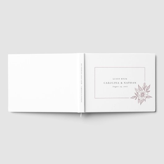Einfache Elegant Floral Mauve Wedding Gästebuch (Voll)