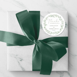 Einfache Elegant floral Sage Green Danke Aufkleber
