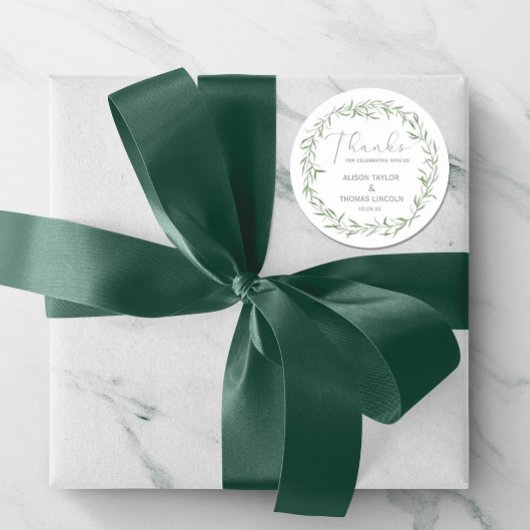 Einfache Elegant floral Sage Green Danke Aufkleber