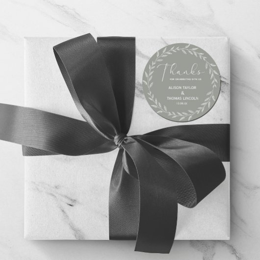 Einfache Elegant floral Sage Green Danke Aufkleber