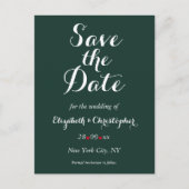 Einfache Elegant Forest Green Wedding rettet das D Postkarte (Vorderseite)