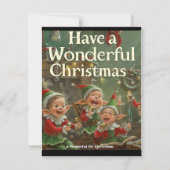 Einfache Elegant Four Elfs Singen Weihnachtskarte Mitteilungskarte (Vorderseite)